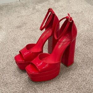 Dream Pairs Red Platform Heels